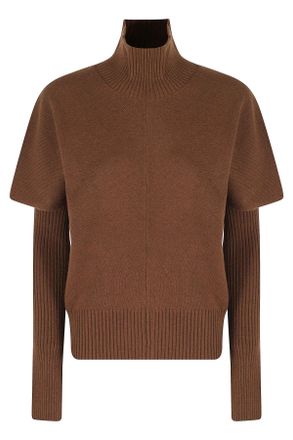 Federica Tosi Brown High Neck Sleeveless Wool Sweater