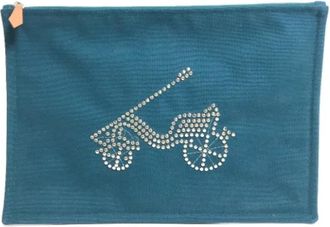 Herm&egrave;s Pre-owned Leather pouches - Dames - Vintage Clutch - Blauw - ONE Size - Vintage