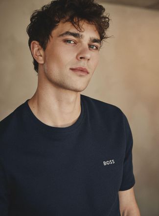 BOSS Mens Embroidered logo waffle T-shirt