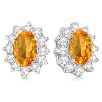 Allurez Oval Citrine & Diamond Accented Earrings 14k in 2.05Ct/white Gold at Nordstrom