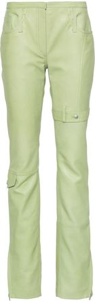Acne Studios logo-patch leather trousers - women - Lambskin/Viscose - 36 - Green
