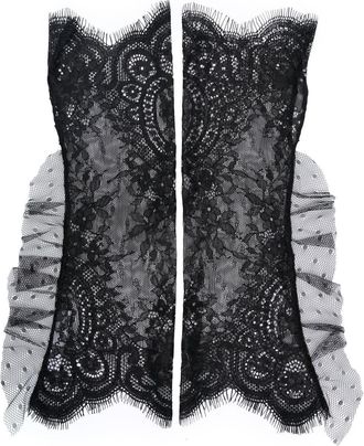Parlor lace ruffle-trim gloves - women - Fabric - One Size - Black
