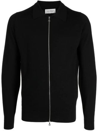 John Smedley Black Zip-Up Sweater