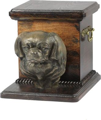 OEM Spaniel Tibetano: Urna Para Cenizas De Perro Con Estatuilla, Elegante Urna Para Perro, Urna &Uacute;nica Con Busto De Perro De Art-dog