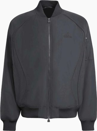 adidas Mens Teamgeist Solid Patterned Zipped Pocket Mock Neck Ribbed Cuff Bomber Jacket - Black - Size: 38/Regular
