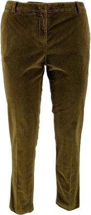 Kiltie Slim Velvet Broeken - Dames - Slim Fit Broeken - Groen - L - Katoen - Broeken