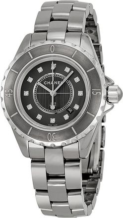 Chanel Pre-owned Chanel J12 Diamond Titanium Dial Ladies Watch H3241