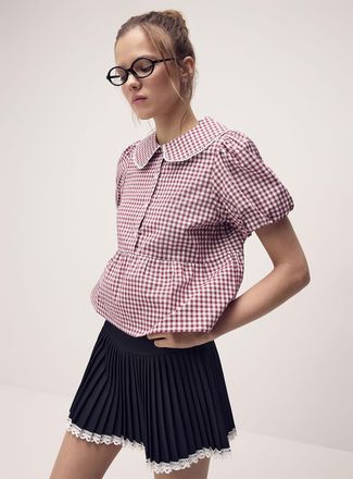 Twik Womens Peplum waist Peter Pan collar blouse In supporting of Tel-jeunes & Jack.org