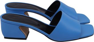 Sergio Rossi Square-Toe 50mm Mules in Blue Leather