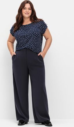 Sheego Stoffhose SHEEGO, Damen, Gr. 40, Normalgr&ouml;ssen, blau (tiefblau), 100% Polyester, unifarben, Hosen Stoffhose