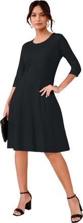 Roaman's Plus Size Stretch Knit Fit And Flare Dress in Black at Nordstrom, Size 26