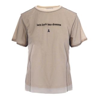 Patrizia Pepe Patrizia Pepe, T-Shirts, female, Beige, Size: XS Embroidered Short-Sleeved Top