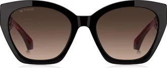 Etro 55mm Rectangular Cat Eye Sunglasses in Black Burgundy/brown Sf at Nordstrom