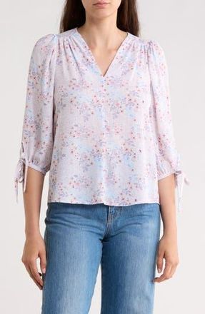 Renee C Floral Tie Cuff Top in Pink at Nordstrom Rack, Size X-Small