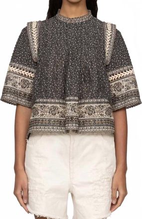 Sea New York Palm Floral Border Print Top In Multi