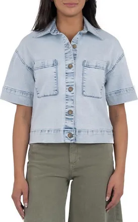 Kut from the Kloth Kiko Boxy Denim Shirt in Light Wash at Nordstrom, Size X-Large