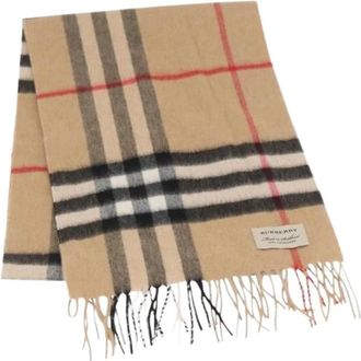Burberry Pre-owned Scarves, female, Beige, Size: ONE SIZE Pre-owned Vintage Wool Scarf