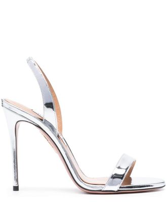 Aquazzura So Nude 110mm leather sandals - women - Calf Leather/Calf Leather/Calf Leather/PVC/PVC - 36.5 - Silver