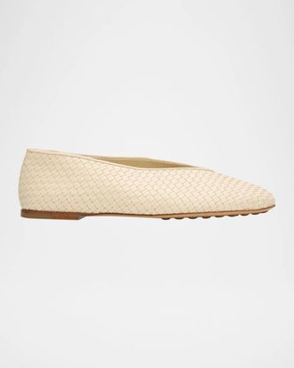 Bottega Veneta Micro Woven Nappa Leather Ballerina Flats
