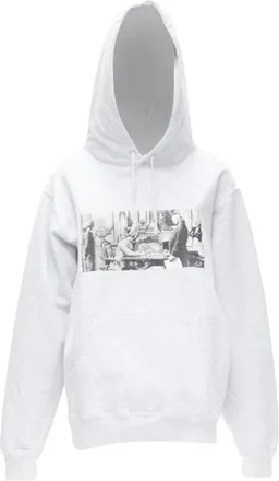 SUPREME Mike Kelley Franklin Signing Treaty of Alliance grey fleece hoodie L