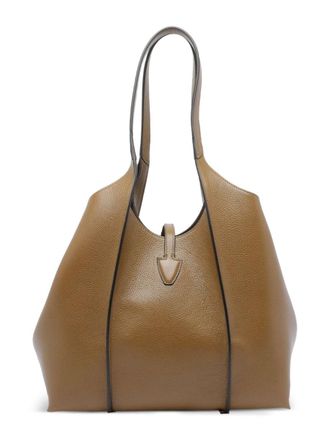 Tod's Womens Tote Bag T Timeless Brown Calfskin Shoulder
