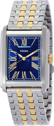 Fossil Carraway Quartz Blue Dial Two-Tone Mens Watch FS6010