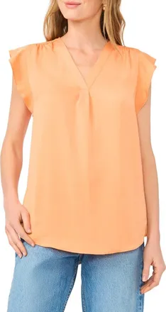 Vince Camuto Ruffle Sleeve Satin Top in Tangerine at Nordstrom Rack, Size Small