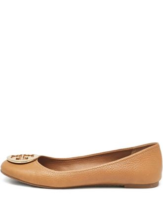 Tory Burch pre-owned leather ballet flats - women - Calf Leather/Rubber/Calf Leather - 39.5 - Brown
