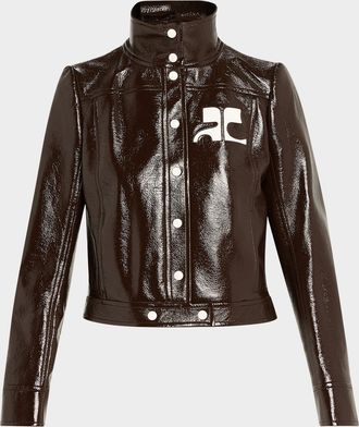 Courr&egrave;ges Textured Vinyl Crop Jacket