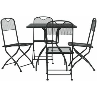 vidaXL Juego De Comedor De Jard&iacute;n 5 Pzas Malla Met&aacute;lica Gris Antracita Vidaxl