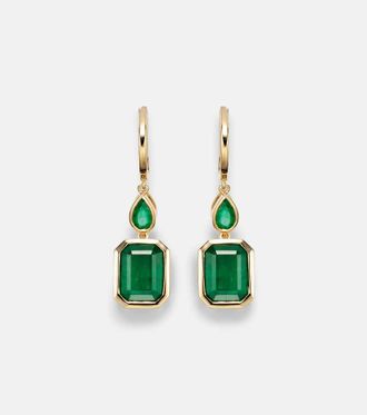 Shay Jewelry Illusion 18kt gold drop earrings with emeralds