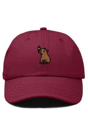 Dalix Capybara Embroidered Everyday Hat in Maroon at Nordstrom