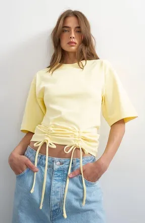 Topshop Drawcord Detail Crop Top in Yellow at Nordstrom, Size X-Small