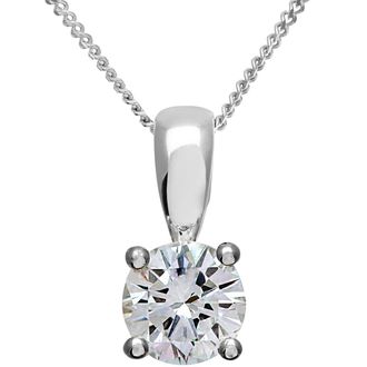 Diamant L'éternel Diamanten solitaire hanger, 18kt witgoud IJ/I ronde briljant gecertificeerde diamanten hanger, 0,75 ct diamantgewicht