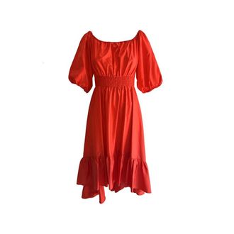 Kocca Zomerjurk met ruches - Dames - Korte kleedjes - Rood - XS - Katoen - Kleedjes