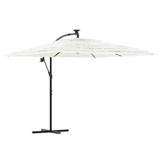 Berkfield Home Garden Parasol with Steel Pole White 269x269x235 cm | Size: 269 x 269 x 235 cm