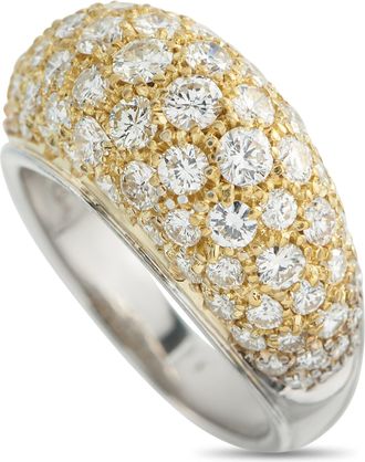 Luxury Bazaar 18K White and Yellow Gold 1.40ct Diamond Dome Ring MF09-011926
