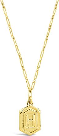 Sterling Forever Hexagon Tag Initial Necklace
