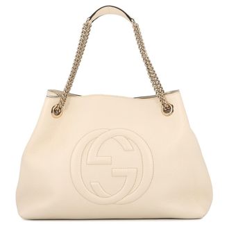 Gucci Ivory Leather Handbag Tote Bag (Pre-Owned)