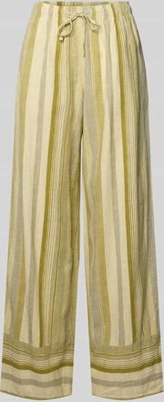 Topshop Hose aus Leinen-Viskose-Mix mit elastischem Bund Modell POLLY in Gruen Melange, Gr&ouml;&szlig;e 34