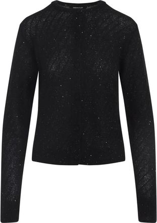 Fabiana Filippi Zwarte Kasjmier Wol Trui Aw 25 - Dames - Ronde hals truien - Zwart - XL - Wol - Truien & Vesten