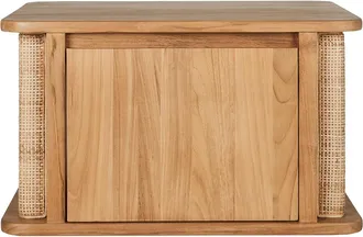 Miliboo Mueble De Ba&ntilde;o Suspendido De Madera Maciza De Teca Y Rejilla De Rat&aacute;n L60 Cm Solea