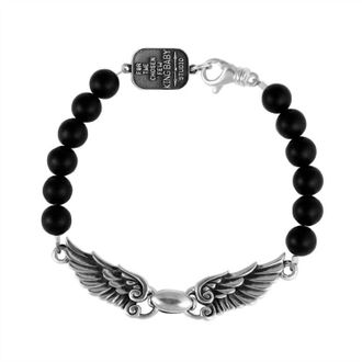 King Baby Studio Womens Onyx Bead Wingspan Bracelet In Black