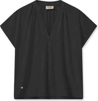 Mos Mosh Zwarte Vrouwelijke Tee met V-Hals - Dames - T-shirts - Zwart - M - Tops