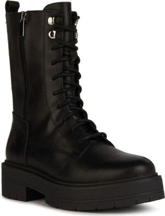 Geox Zwarte Spherica EC7 Enkellaarsjes - Dames - Veterlaarzen - Zwart - 40 EU - Wol - Schoenen