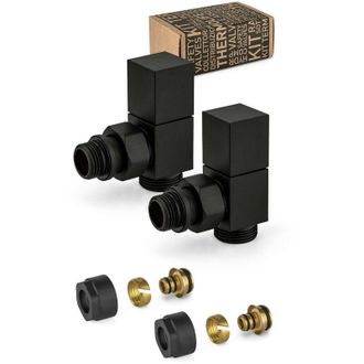 APM Kit valvole darredo a squadra colore nero con attacco a compressione e adattatore per tubi multistrato APM 207KNN 015 M 16 12 Nero