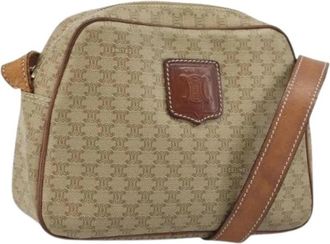 Celine Pre-owned Macadam Canvas Schoudertas - Dames - Vintage Schoudertas - Beige - ONE Size - Leer - Vintage