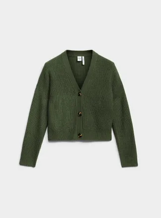 Twik Womens Big button shaker-rib Cardigan Sweater