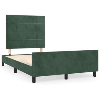 vidaXL Vidaxl - Estructura Cama Sin Colch&oacute;n Terciopelo Verde Oscuro 120x190cm