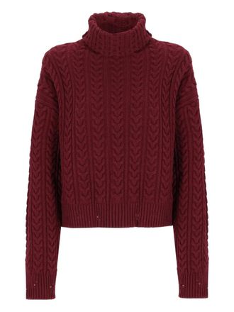 Laneus cable-knit turtleneck sweater - women - Geelong Wool - 40 - Red